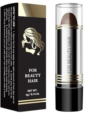 Oppingster Lápiz de coloración para el cabello, tinte temporal para el cabello, resistente al agua, temporal y blanco, palo de maquillaje, color marrón oscuro (7)