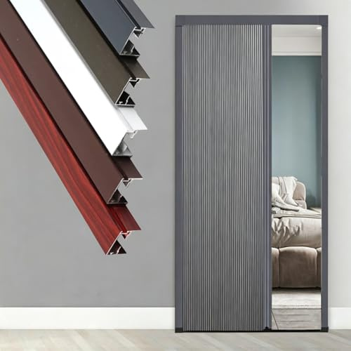 Customizable Pleated Folding Sliding Door, 60 80 110 150 170 180 200 Cm Extra Wide Concertina Doors Internal for Shower Home Kitchen, with Hardware Kit(HXW 205X115CM)
