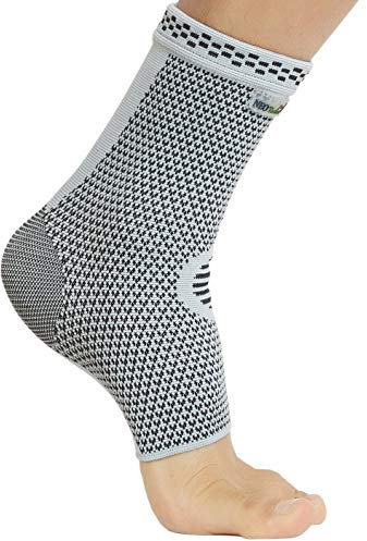 NEOtech Care Sprunggelenkbandage - gestrickte Bambusfaser - mittlere Kompression - rechts oder links - Herren & Damen (Grau, 1 Einheit, Größe S)