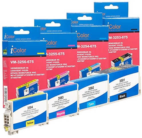 iColor Patronen Ersatz: Tinten-Patronen-Multipack T3596 / 35XL für Epson-Drucker, BK/C/M/Y (Workforce Pro Wf 4720, Epson, Workforce Pro Wf 4720dwf, 4740)