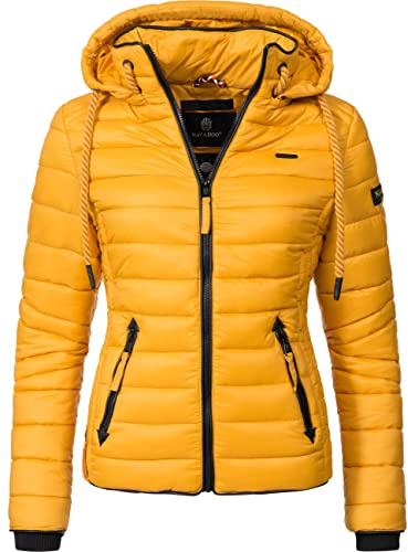 Navahoo Damen leichte Übergangsjacke Steppjacke mit Kapuze Lulana Gelb Gr. S