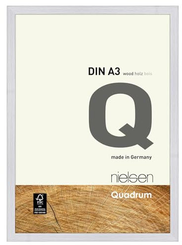 nielsen Quadrum Wooden Picture Frame - White Veneer A3, 29.7x42cm - with Float Glass and Easy Push-Turn Clips - for Photos and Art