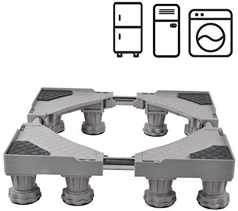SMONTER - Soporte móvil universal ajustable para secadora, lavadora y refrigerador, 12 pies, gris
