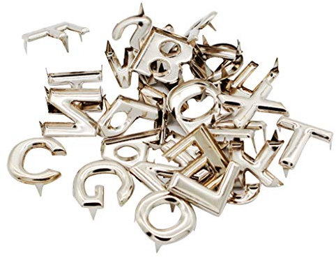 52 Piezas de Metal Plateado Letras Bolsa Punk Remache Artesanía en Cuero DIY