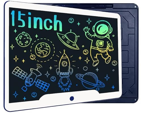 Richgv 15 Zoll LCD Writing Tablet mit Anti-Clearance Funktion und Stift, Digital Ewriter Grafiktabletts Schreibtafel Papierlos Notepad Doodle Board (Blau)