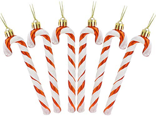 Christmas Concepts® Pack Of 6-130mm (5.2) Glitter Candy Cane Christmas Tree Decorations (Copper & White)
