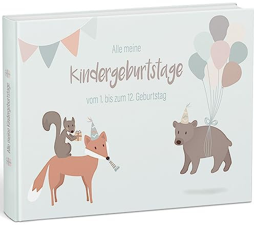 Mintkind® „Alle meine Kindergeburtstage“ Erinnerungsalbum vom 1. bis zum 12. Geburtstag | Fotoalbum zum Selbstgestalten | Erinnerungsbuch zum Ausfüllen für Mädchen und Jungen Fotobuch Album