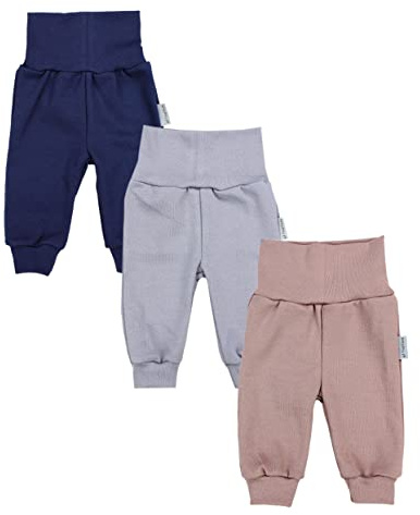TupTam Pumphose Baby Jungen 3er Pack – Bequeme Baby Hosen Jungen aus Baumwolle mit Bund und Fußbündchen, Farbe: Farbenmix 1, Größe: 56