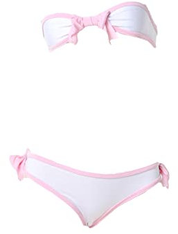 Mignon Micro Bikini Kawaii Anime Cosplay Lingerie Lolita Bow Bra et Culotte Set Sexy sous-vêtements 2 Pièces Bandeau Blanc