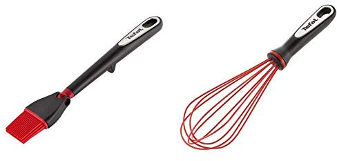 Tefal Ingenio Pinceau Silicone, Manche Anti-dérapant, Ustensile de Cuisine & K2071714 Ingenio Fouet en Silicone Anti-Rayure ustensile de Cuisine Noir et Rouge résistant