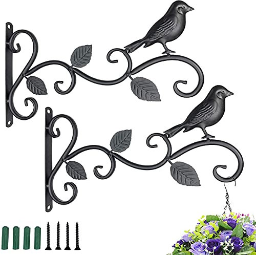 TAIANJI Haken für Blumenampel Wandhaken Gusseisen Blumenampelhalter mit Schrauben, 30cm Aufhänger Halterung für Blumentöpfe Pflanzen Laternen Hängekörbe(2 Stück)