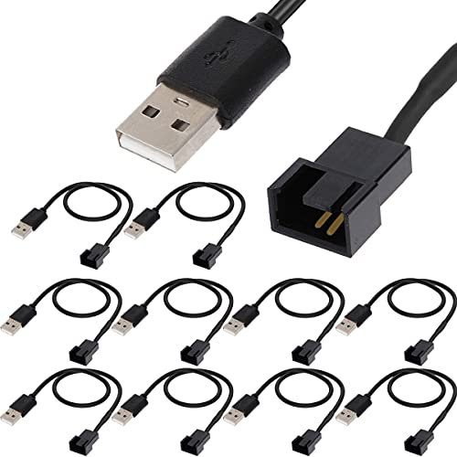 Xiatiaosann USB zu 3-Pin 4-Pin PC Lüfter - 5V Sleeve-Lüfter-Netzadapterkabel, Typ A Stecker auf 3-Pin 4-Pin Stecker Adapter Stromkabel