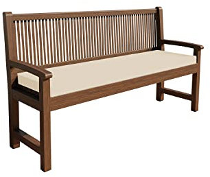 chilly pilley Bankkissen Wasserabweisend Bankauflage Bankpolster Reißverschluss mit Schlaufen Bankpolster Sitzkissen Kissen für Gartenbank Gartenbankauflage (100x50x5, Creme)