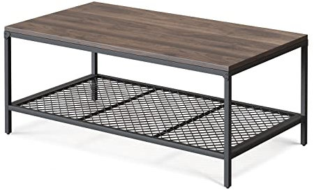 Novilla Lowboard Couchtisch Sofatisch mit unterem Regal amerikanischer Country Retro-Industriestil Vielzahl von Wohnumgebungen, Walnuss
