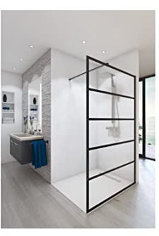 Saint-Gobain Duschwand Set BALEARES ATELIER N2 â€“ Timeless Glas 8 mm gehärtet â€“ L 140 cm x H 198 cm â€“ Profil Schwarz