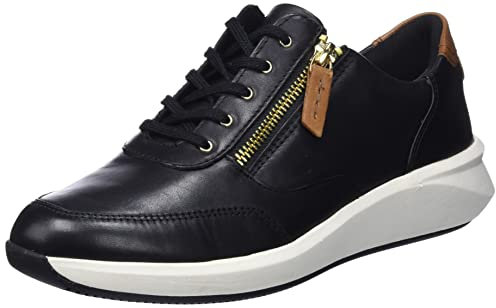 CLARKS Unisex Un Rio Zip Shoes, Black Leather, 40 EU