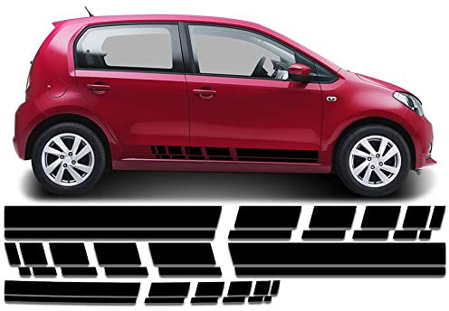 Auto-Dress Seitenstreifen Aufkleber Set/Dekor passend für Seat MII Monte Carlo (192 Charcoal)