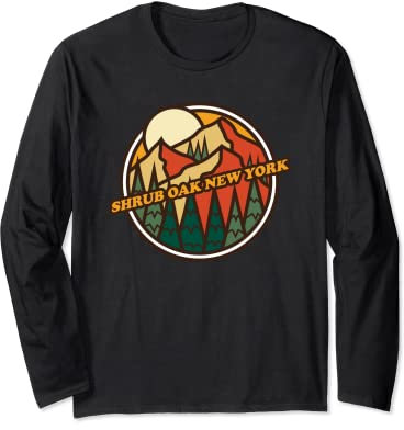 Vintage Arbusto Roble, Nueva York Montaña Senderismo Souvenir Print Manga Larga