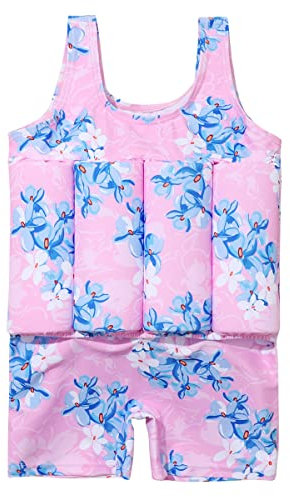 Kids Boys Girls Toddler One Piece Swimsuit Bathing Suit Child Swim Vest Swimming Beach Holiday Summer Swim Wear Pink-Flowers 18-24 Months