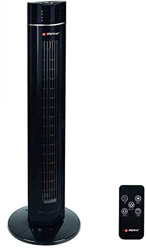 BAKAJI Ventilatore a Torre Colonna XL Oscillazione Automatica Potenza 60 W Altezza 107 cm con 3 Velocità Funzione Timer 4 Ore Telecomando Design Moderno Colore Nero