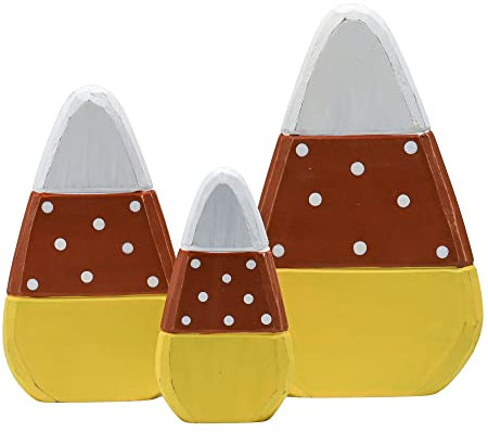 Ornativity Candy Corn Home Decorations – Rustikales Holzregal mit Herbst-Regal, Sitzer, Bauernhaus, Kaminsims, Regale und Tischdekoration, Set mit 3 Stück