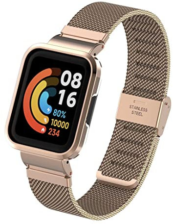 T-BLUER Compatibile per Cinturino Redmi Watch 2 Lite, Cinturino di Ricambio in Metallo in Acciaio Inossidabile Accessori per Cinturino per Xiaomi Mi Watch Lite 2 Smart Watch,Oro Rosa