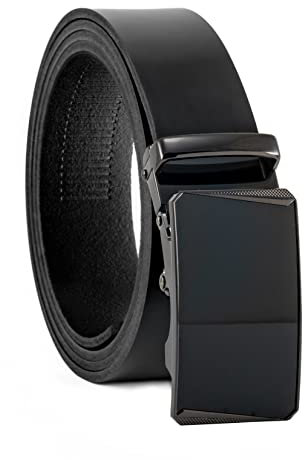 Fa.Volmer ® Gürtel Herren Echtleder mit Ratsche Automatikschließe | Breite: 35mm, Bundgröße: 125cm | kürzbar | Riemenfarbe schwarz | Modellreihe ATG (04-blk-Torino)