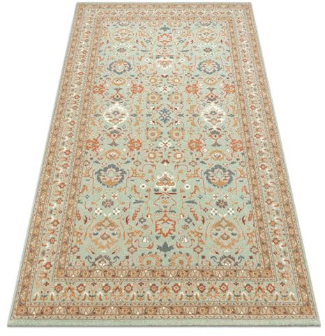 rugsx Wollteppich SOHO OSTA Kollektion 477.26.LA400, 100% Wolle, klassisch, Ornament, Rahmen, Oeko-TEX Zertifiziert, grün/beige 80x160 cm