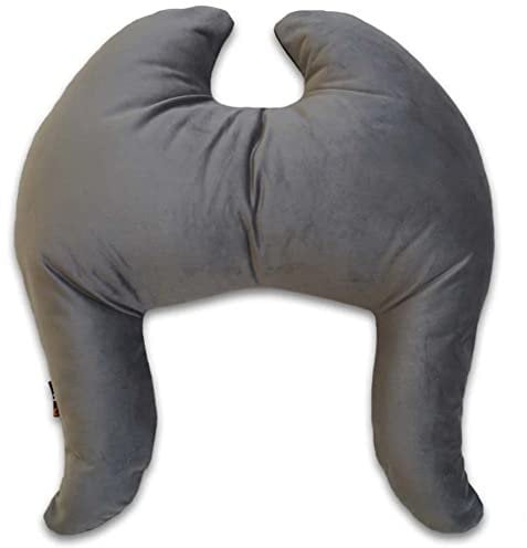 MeroWings Flügelkissen, Classic (L) Stone Grey - Bezug und Füllung. Dekokissen vom Designer, Ergonomisches Kissen, Sofakissen, Lesekissen, Kuschelkissen