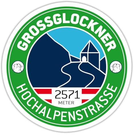 Spreadshirt Großglockner Hochalpenstraße Souvenir Österreich Sticker Aufkleber, 10 x 10 cm, Mattweiß