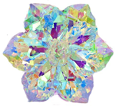 CYPINA Fantastische zweistufige Aurora Borealis Strass Vitrail Blumen-Brosche Regenbogenfarbener Schmuck, Stahllegierung, Kristall, Strass, Silber, Stahl, Kristall
