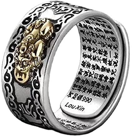 Feng Shui Ring Verstellbarer Pixiu Ring Glücksreichtumsring Verstellbares Pixiu Amulett Glücksring Mantra Schutz Reichtumsring Für Damen Herren