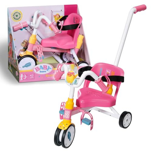 BABY born Dreirad mit Lenkstange, Trike mit funktionsfähigen Rädern, für 36 cm und 43 cm Puppen, 834299 Zapf Creation