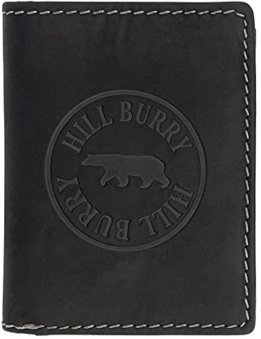 Hill Burry Portemonnaie Leder Herren I Geldbörse I Brieftasche | Geldbeutel Wallet Portmonee mit RFID Schutz aus hochwertigem naturgegerbtem Leder Black