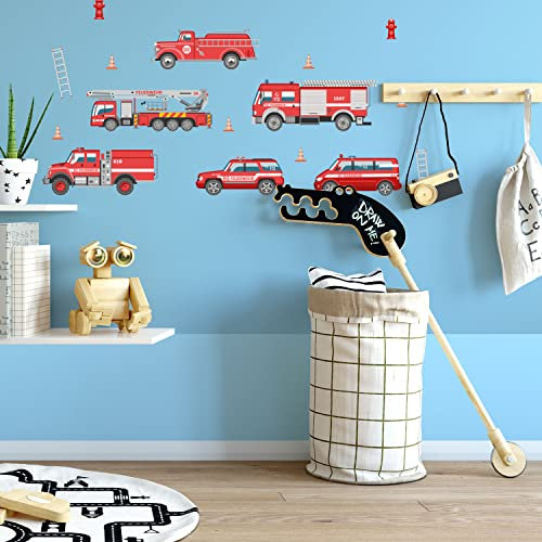 Sunnywall Feuerwehr Einsatzwagen Premium Wandsticker Aufkleber - Wandtattoo Kinderzimmer Baby Wandaufkleber