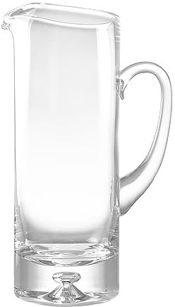 Barski - Handgefertigte gerade Seiten - Glas - Krug mit Griff - Mit Ausguss - Eislippe - Blasen-Design auf der Basis - 1,2 l - 25,4 cm H - Made in Europe Clear