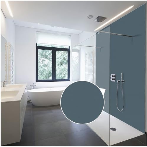 WALLando Pannello posteriore doccia Premium 250 x 100 cm – Rivestimento da parete facile da montare per doccia e bagno – Parete doccia in PVC di alta qualità, tinta unita & satinata – blu azzurro