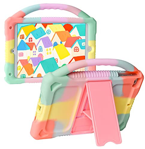 JOGUIIA Schutzhülle für iPad Mini 5/4/3/2/1, Premium-Silikon-Schutzhülle für Apple iPad 7,9 Zoll Mini 5. / 4. / 3. / 2. / 1. Generation, integrierter Ständer, Regenbogenfarben