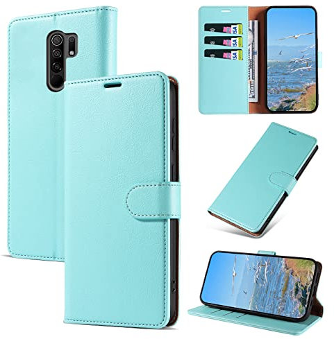 KKEIKO Coque pour Xiaomi Redmi 9, Antichoc Magnetique Étui à Rabat avec Porte Cartes, Portefeuille Housse en Cuir PU pour Xiaomi Redmi 9, Vert