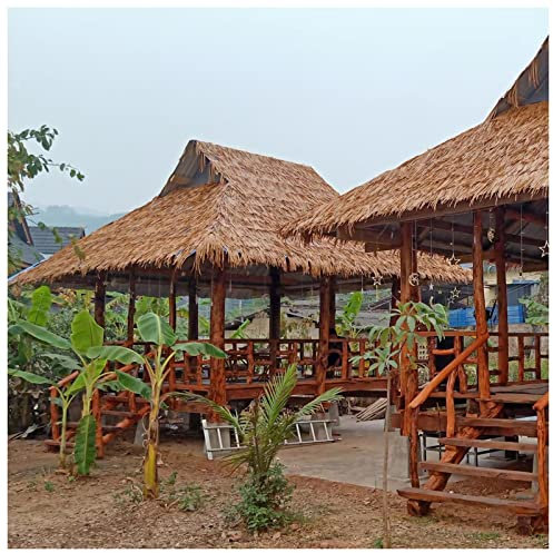 Aussichtspunkte Dach Dachstroh Hütte Kunstrasen Tiki Bar Stroh, Sonnenschirm Top Cover Stroh Wasserdicht Dachstroh Für Garten Hof Hotels Zoos Restaurants ( Color : 48 Pack 50x50cm(19.6x19.6in)/Pcs )