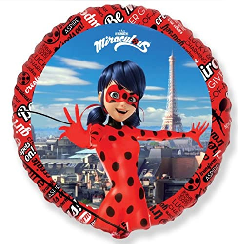 Flexmetal Miraculous Cat Noir Marienkäfer Folienballon Party geeignet für Luft oder Helium – perfekte Geburtstagsparty-Dekoration (Ladybug 45,7 cm)