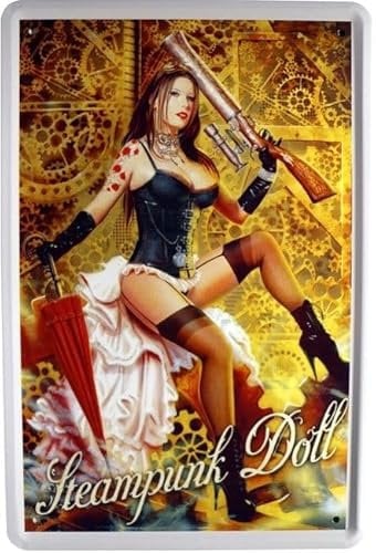 DekoDrom® Blechschild 20x30 cm Pin up Girl Steampunk Kult Bar Kneipe Sammler Geschenk