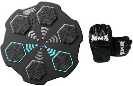 Amagogo Musik-Boxtrainingsmaschine, elektronisches Wandziel, einfach zu bedienen, Wandmontage mit LED-Lichtern für das Üben von Haushaltssport, mit Handschuhen