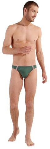 HOM Slip de Bain Micro Nautical Cup Swim Briefs, Kaki Ruban rayé, L Men's