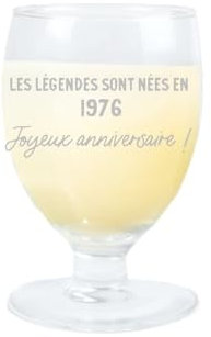 CADEAUX.COM - Verre À Ricard Ballon Message Générique Homme Né En 1976 Personnalisé - Cadeau Personnalisable - Cadeau Anniversaire Homme - Cadeau Homme - Cadeau Année 1976