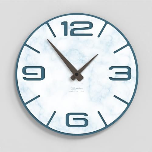 Giallobus - Orologio Bilay - Simple relief - Legno Mdf - Premium 45x45cm - n.36 Blue marble - Artigianale Made in Italy - Silenzioso - Idea regalo - Moderni doppio livello