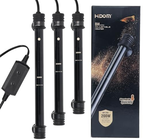 Hidom Aquarium Fish Tank Submersible Heater Quartz Glass Adjustable Heater for Tropical Marine Fish Tanks (50W)