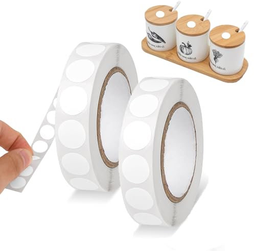2000 pezzi Etichette Adesive Rotonde per Inventario, 13mm Adesivi Rotondi, Etichette Adesive Bianco Rotonde per Chiusura Confezioni, per Confezione Regalo Rotonda Tenuta Artigianato Busta