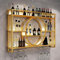 Modernes Weinregal Wand aus Metall, Bar Regal mit Glasregal, Wandmontage Wine Display-Ständer, Wand Flaschenregal für Bar-Einheiten, Restaurants und Zuhause (Gold,120x15x80cm/47x6x31in)