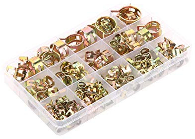 Risegun Auto-Federklemmen, 115 Stück, farbige verzinkte Federklemmen-Verschlüsse für Wasserschlauch und Luftleitung, 6–22 mm Größenbereich